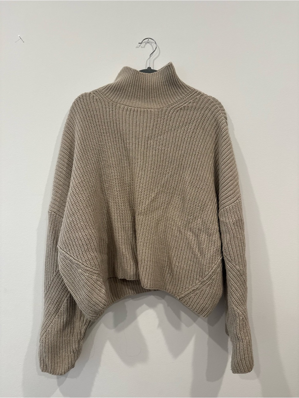 Topshop Turtleneck Chunky Knit Sweater in Taupe